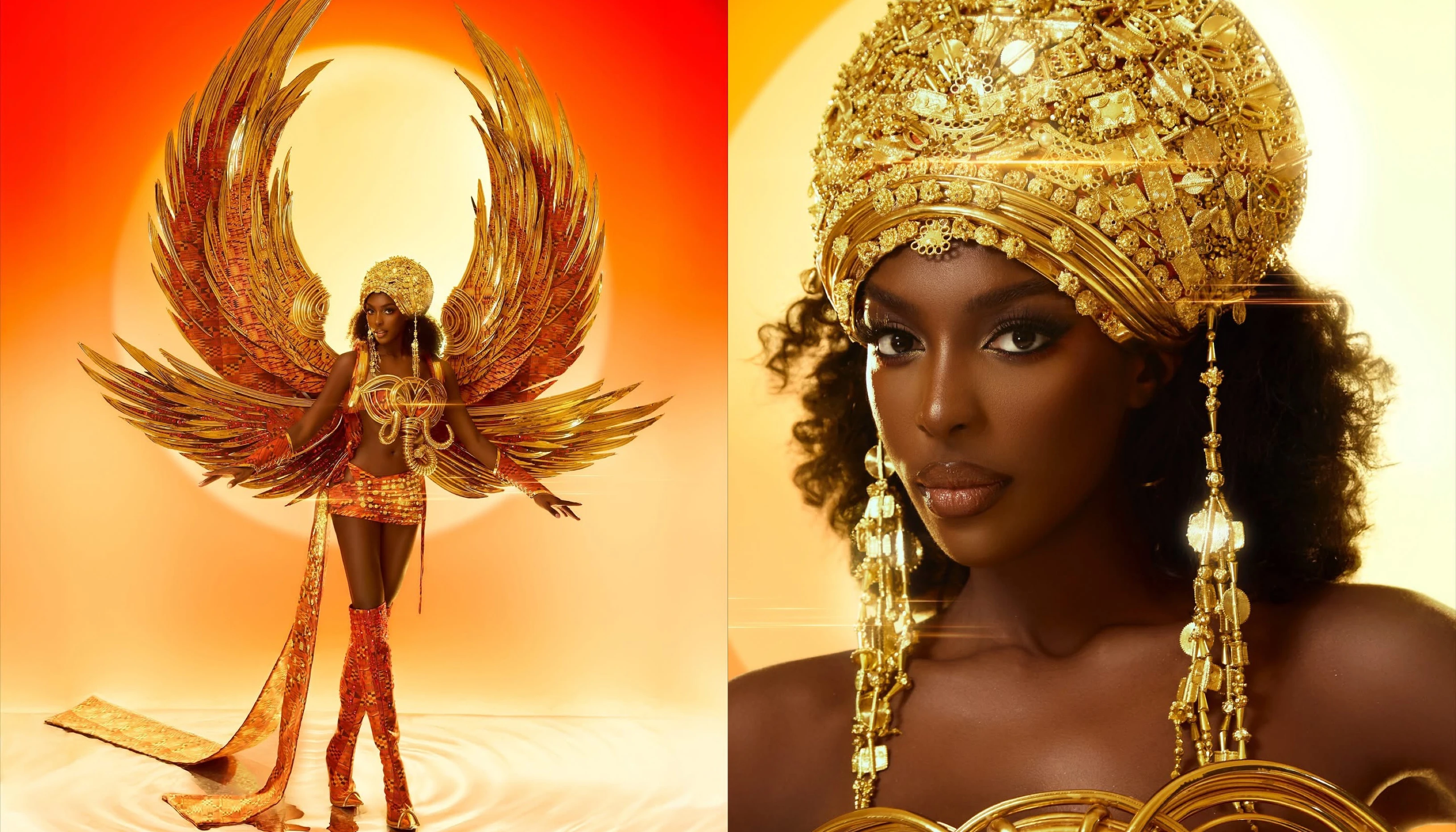 Miss universe 2025: Olivia Yacé séduit avec son costume national incarnant la royauté et la richesse Akan