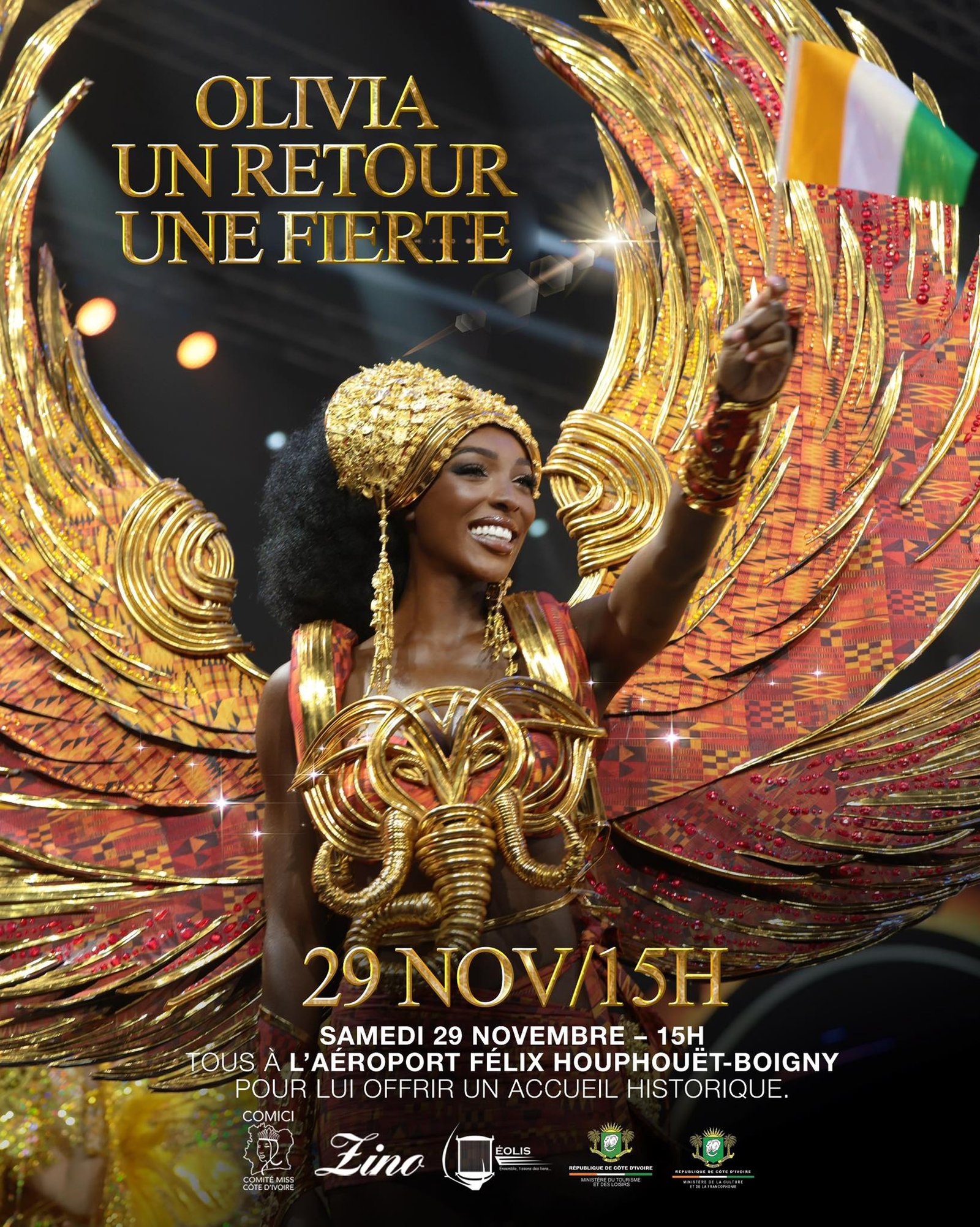Olivia Yacé fera son retour à Abidjan le samedi 29 novembre, aux environs de 15h