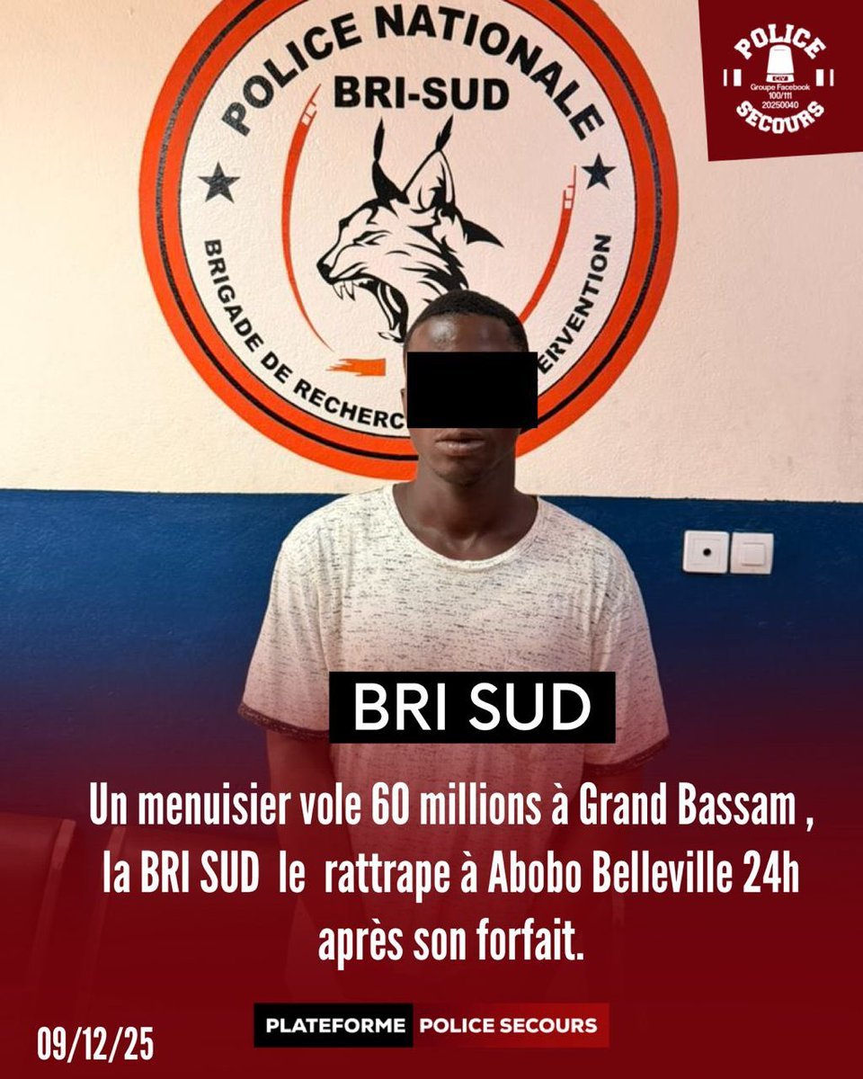 Grand-Bassam : 60 millions volés, le menuisier de la maison démasqué en moins de 24 heures à Abobo Belleville.