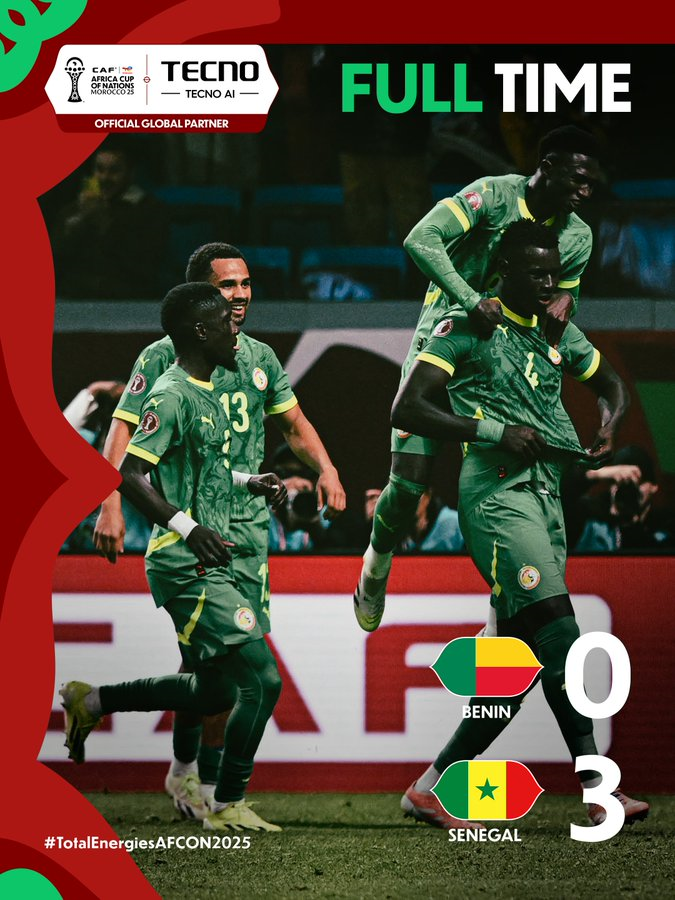 Mardi 30 Décembre 2025 – Le Sénégal s’impose 3-0 face au Bénin