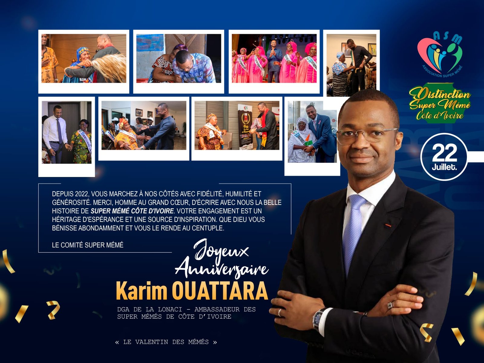 ANNIVERSAIRE : Karim Ouattara, un homme d’exception au grand cœur célébré par les Super Mémés de Côte d’Ivoire